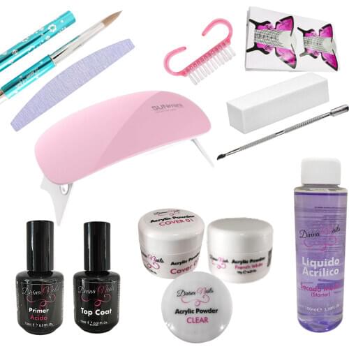 Kit principiante acrílico con moldes y lámpara UV/LED Pink SunMini