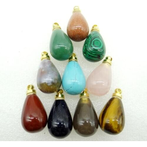 2020 natural quartz crystal tiger Opal eye aventurinastone pendant with perfume vial for man woman jewelry making necklace