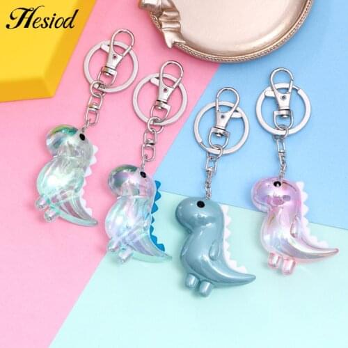 Cute Hesiod New Shining Candy Color Cartoon Dinosaur Key Chain And Key Ring Silver Plated Suitable For Girls Or Ladies Beautiful