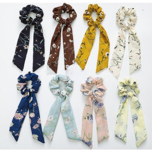Fashion Chiffon Streamers Ponytail Tassel Hair Ring Ribbon Women Hair Rope Bow Hair Accessories Tied Hair Style Fashion Tool