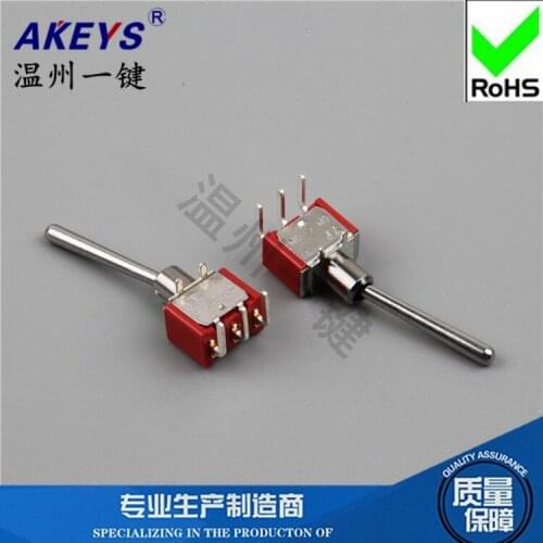 MTS-102-C3-NO-21mm Extended handle Straight rocker switch pcb board connector Curved foot 3 feet 2 gears