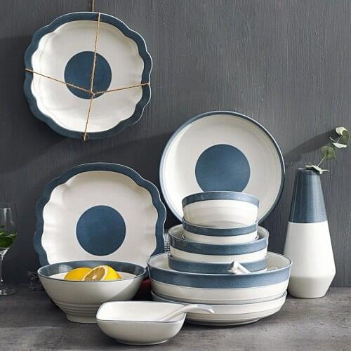 Creative Japanese Dishes Set Household Nordic Style Simple Ceramic Eating Dishes And Chopsticks Small Fresh Tableware Set