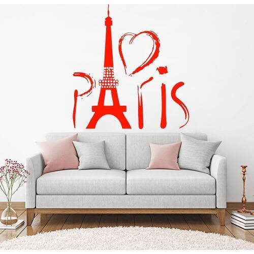 Paris Tower Wall Decal Vinyl Love Heart Europe Romantic travel Home Art Wall Stickers for Bedroom Decoration Accessories Z492