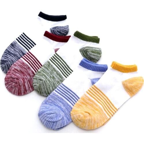 5 Pairs/Lot Men/Women Colorful Star Stripe Pattern Non-slip Boat Sock Knitted Breathable Boys Ankle Socks Slippers Short Socks