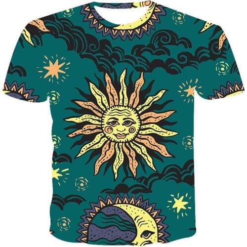 New T -Shirt Men 'S High Quality Men 'S T -Shirt Short Sleeve Sun Pattern 3d Printing Men 'S T -Shirt Fashion Handsome T -Shirt