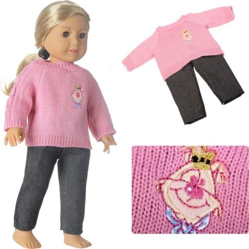 2021 New Pattern Clothes Knitted Sweater + Jeans Suit Fit 18 Inch American&43cm Baby New Born Doll Clothes Accessories