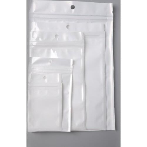 Wholsale White/Clear Self Seal Zipper Retail Packaging Bag Ziplock Bag Package Zip Lock Bags Poly Bag W/ Hang Hole Plastic 50Pcs