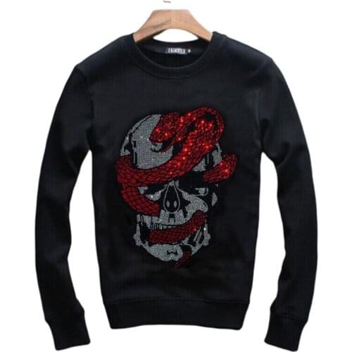 Autumn Skull Sportswear Men Hoody Hip Hop Jackets Casual Coat Hoody Sweatshirts Diamonds Streetwear