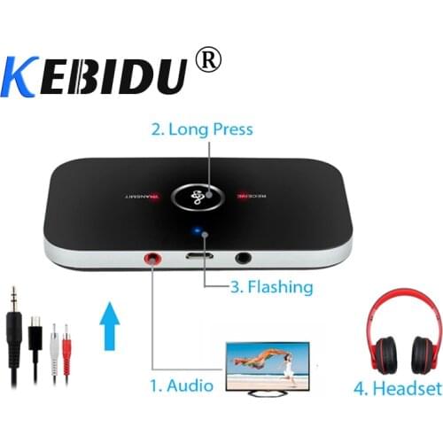 Kebidu B6 2 In1 Bluetooth 5.0 Transmitter & Receiver Wireless A2DP Audio Adapter Aux 3.5mm Stereo Audio Player for TV SmartPhone