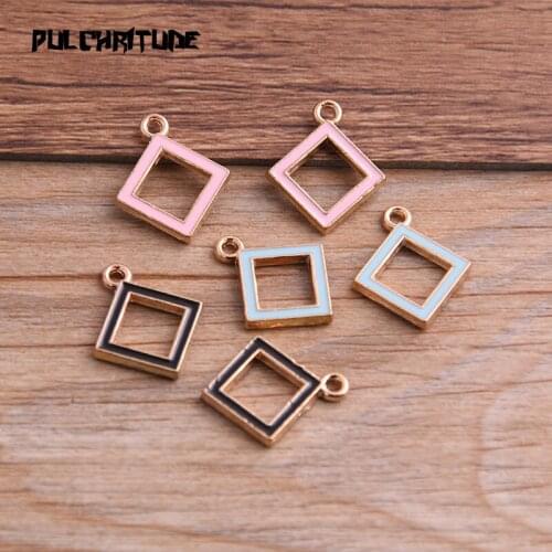 10pcs 16*18mm Three Color Alloy Metal Drop Oil Small Cube Charms Pendant For DIY Bracelet Necklace Jewelry Making