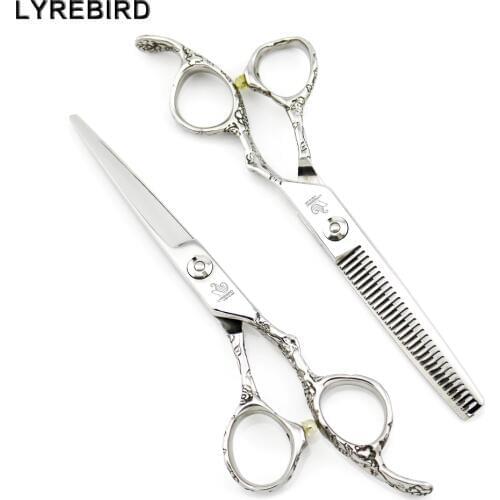 Professional Hairdressing Shears 6 Inch Baber Shears Engraved Flower Handle Lyrebird HIGH CLASS NEW