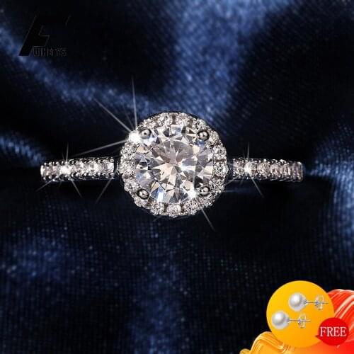 BaliJelry Luxury Women Ring 925 Silver Jewelry Trendy Round AAA Zircon Gemstone Finger Rings for Wedding Engagement Accessories