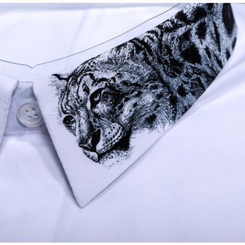 New Style Ancient Ink Painting Leopard Figure Men Fashion Casual Shirts long sleeve Print Single Breasted plus size M-2XL3XL4XL