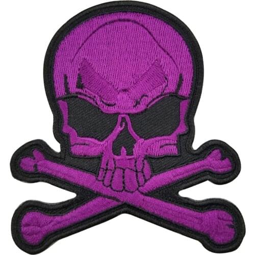 Purple Skull Embroidery Iron on Patch for DIY Clothing Twill Fabric Heat Stickers on Clothes Jacket Free Shipping HIgh Quality
