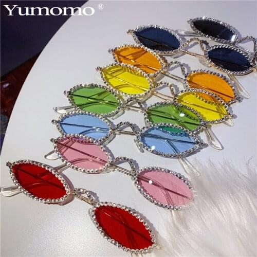 Retro Oval sunglasses Women Diamond Small Punk Sun Glasses Men Crystal Vintage Rhinestone Glasses Eyewear UV400 Shades