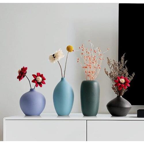 Nordic modern Jingdezhen ceramic color vase living room wine cabinet home flower arrangement dried flower decorations ornaments