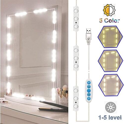 LED Makeup Mirror Light Strip Hollywood Vanity USB Dressing Table Restroom Illuminated Decorative Bathrooom Mirror Light Strip
