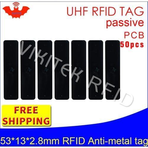 UHF RFID anti-metal tag 915m 868m 50pcs free shipping fixed assets management 53*13*2.8mm rectangle PCB passive RFID tags