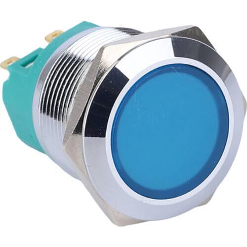Waterproof 12V 24V Full-illuminated Blue LED 22mm Momentary Reset Latching Metal Push Button Switch