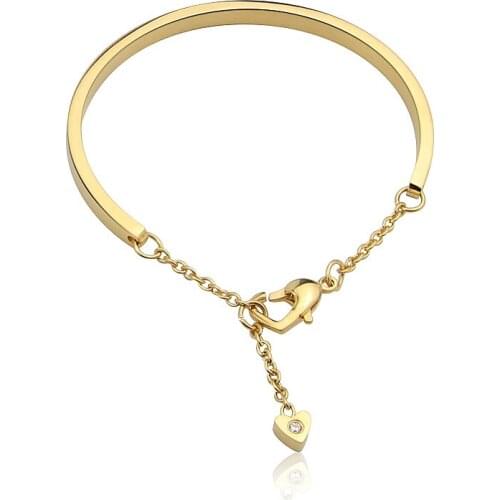 TOP QUALITY Pretty Lady Gold Bangle Womens Lover Bracelet Jewelry Metal Bracelets Bangles Heart-Shaped Accessories