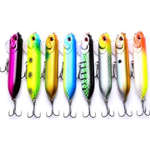 YUZI 80PCS 18g/9.5cm Big Popper Fishing Lure Top Water Isca Artificial Fishing Bait Hard Fishing Tackle wholesale