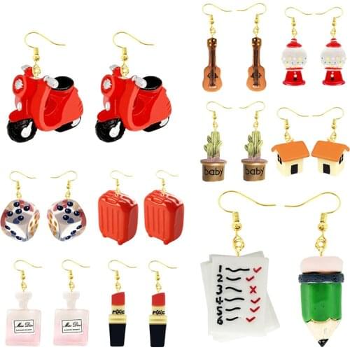 Cute Dangly Earrings Fashion Jewelry Handmade Earrings Trendy Summer Unusual Hook Earrings Women Girls Dangly Motorcycle Dice
