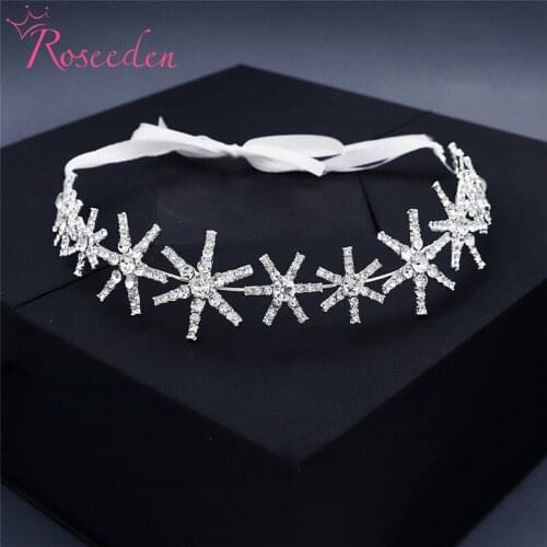 Luxury Silver Color Crystal Bridal Headband Rhinestone Bride Hair Band Star Wedding Headpiece Prom Women Hair Accessories RE3976