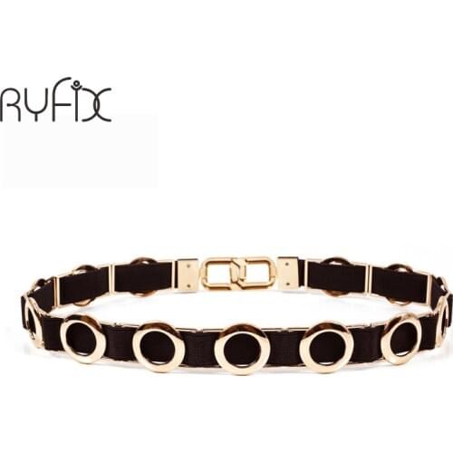 Elastic Waist Womens Circle Metal Chain Belt Fashion Elegant Jewelry Gold Belt For Woman dress BL361