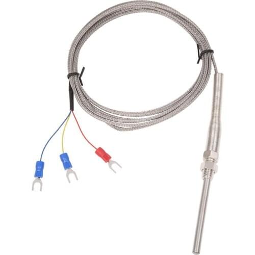 0-400C PT100 Type 5mm x 50mm Temperature Controller Thermocouple Probe 2 Meters