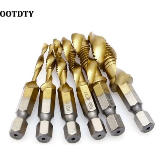 1 Set Hex Shank M3-M10 Titanium Plated HSS Hand Screw Thread Metric Tap Drill Bits