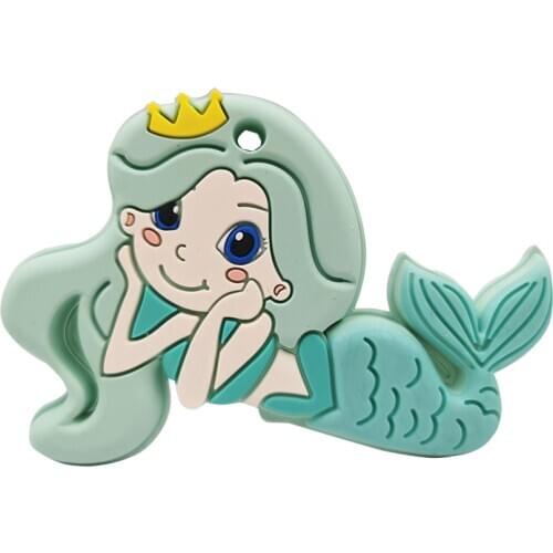 1pc Silicone Mermaid Shaped Baby Teethers Rodent Beads DIY Chew Necklace Pacifier Chain Pendant Food Grade Silicone BPA Free