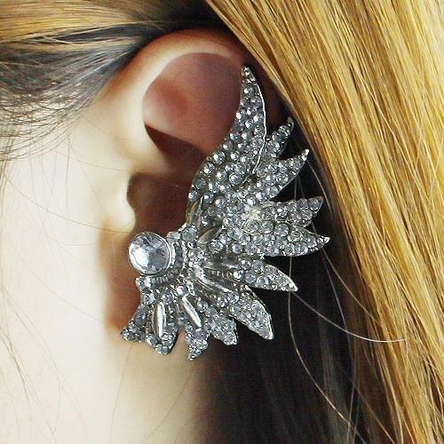 1 Pc Women Punk Wing Ear Cuff Rhinestone Inlaid Clip Earring Club Jewelry new