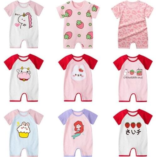 100% Cotton Infant Toddler Romper Short Sleeve Thin Baby Girls Clothes Summer Jumpsuit Lovely Girls Princess Rompers