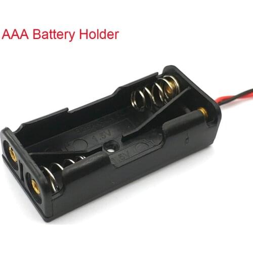 2 X AAA Battery Storage Case AAA Battery Box Black Plastic Battery Case Holder Wire 2 x 1.5V AAA