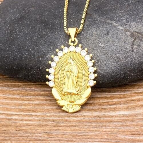 2020 Wholesale 10 Styles Classic Virgin Mary Pendant Necklace Gold Color Our Lady of Guadalupe Religious Jewelry Colar Necklace