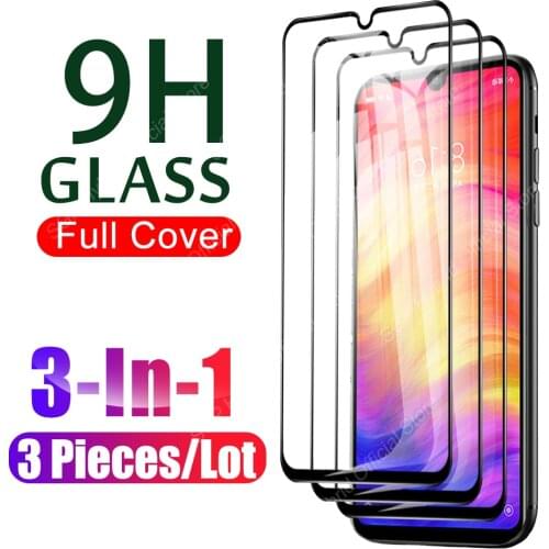 3 Pcs Full Cover Tempered Glass For Xiaomi Redmi Note 7 6 Pro 7Pro 7S 6Pro Protective Glass On Note6 Note7 Screen Protector Film
