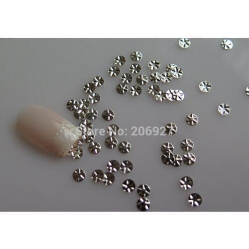 MD-781 30pcs Nail Decoration Silver Metal Round Metal Nail Art Decoration