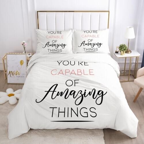 3D Bed Linens Bedding Set Duvet Cover Sets Quilt/Comforter Covers Pillow Case Queen Double Full Size Letter Design Home Textile