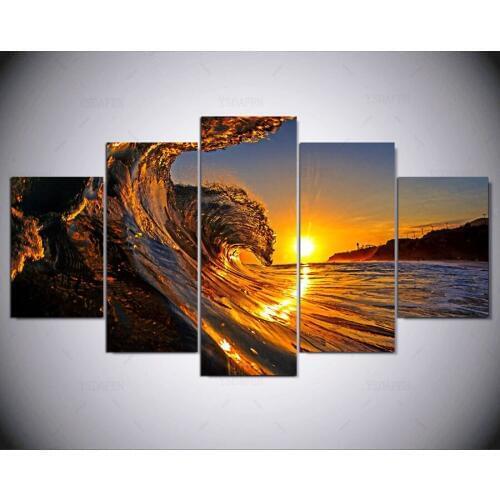 5 panel Modern rough waters HD Art print canvas art wall framed paintings for living room wall picture ny-157