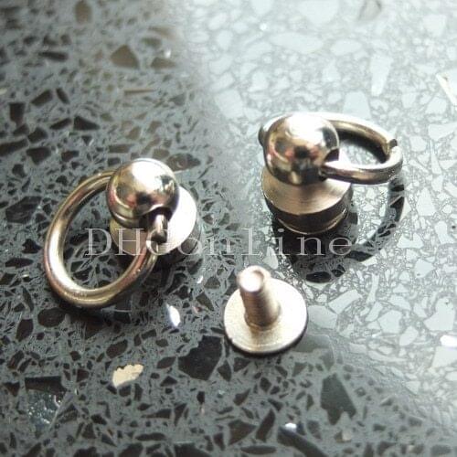 50 Sets Head Button Stud Screwback spot O ring 4 Screw Chicago nail 1/4" 6mm Nickle