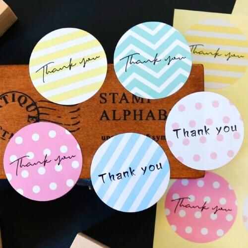 60pcs Colorful Polka Dot Thank You Sticker Wedding Party Gift Box Packaging Sealing Labels DIY Scrapbooking Stripe Paper Sticker
