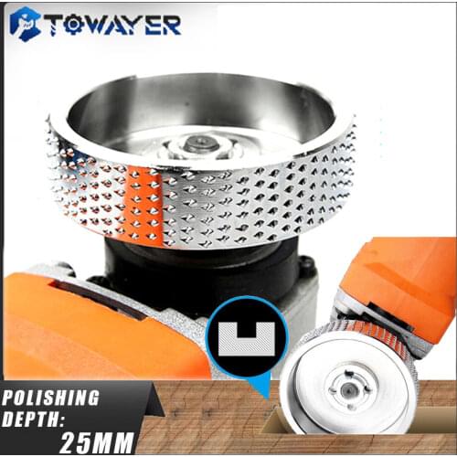 16mm Bore Round Wood Angle Grinding Wheel Sanding Carving Rotary Tool Abrasive Disc for Angle Grinder Tungsten Carbide Hand Tool