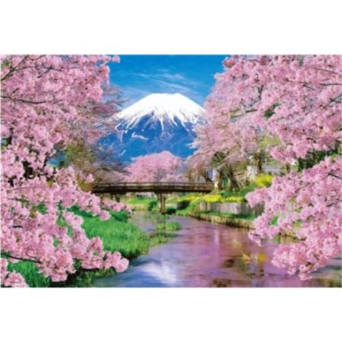 2018 Full round Diamond 5D DIY Diamond Painting Cherry blossoms and snow mountains Embroidery Cross Stitch Rhinestone Painting