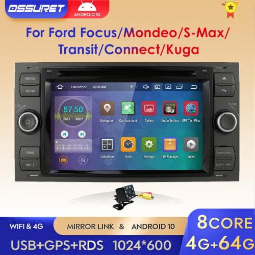 Car Multimedia Player Android 10 GPS Autoradio 2 Din 7 Inch For Ford/Mondeo/Focus/Transit/C-MAX/S-MAX/Fiesta 4GB RAM MAP