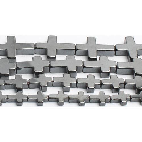 6x8/8x10/10x14/14x17mm Natural Black Hematite Stone Beads Cross Rondelle Loose Spacer Beads for Accessories Jewellery Making 15