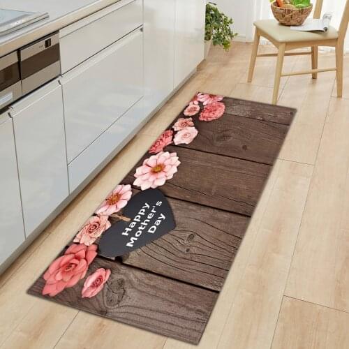 Wood Grain Kitchen Mat Carpet Non-slip Entrance Door Mat Rugs Heart Shape Mat for Home Living Room Kitchen Bathroom