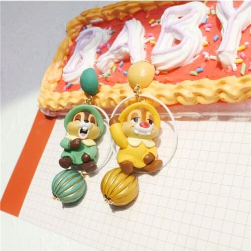 Disney Children Toys Cartoon Squirrel Doll Accessories Baby Dolls Jewellery Lovely Animals Pendant Earrings Girls Ear Clip Gifts