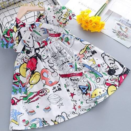 Toddler children baby girl clothes cotton summer girls dresses puff sleeve floral dress party princess baby clothes