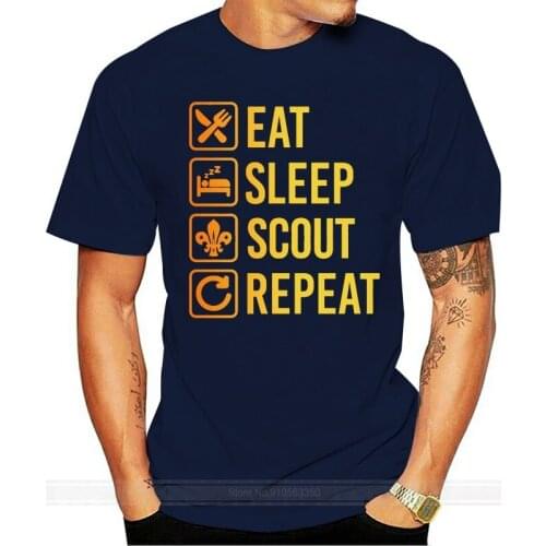 Eat Sleep Scout Repeat Funny T-Shirt Boy Scouting Mens Shirts Short Sleeve Trend Clothing 100 % cotton T Shirt for Boy