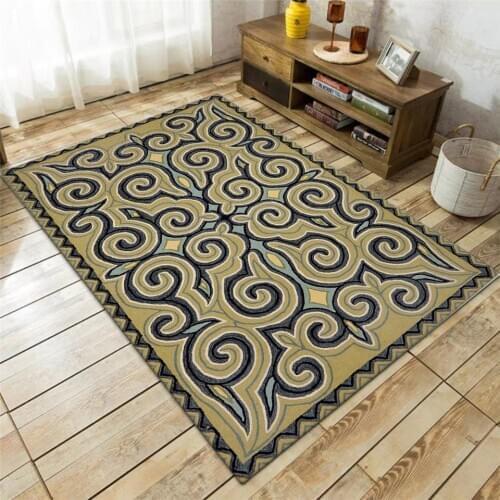 European Classical Abstract Painting Sofa Carpet Yellow Brown Rug Rectangle Living Room Ethnic Style Home Decor Kitchen Mat